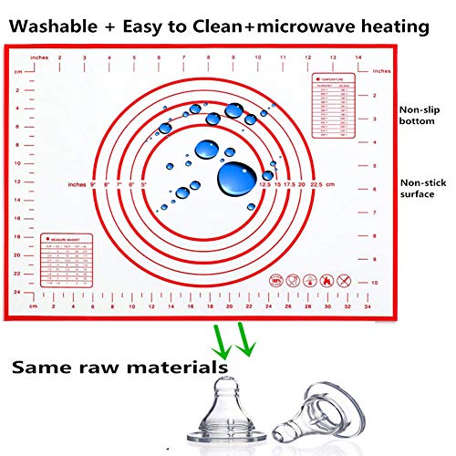 Lámina de silicona extra grande para hornear 80 x 60 cm, tabla de repostería con mediciones, alfombrilla de amasar para masa rodante