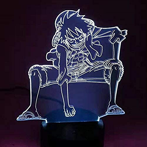 Lámpara 3D Anime One Piece Luffy Figura Lámpara de mesa USB Cambio de color Ambiente Niño durmiendo LED Luz de noche Niño Regalo de cumpleaños A-2023