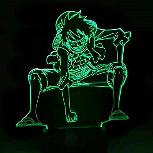 Lámpara 3D Anime One Piece Luffy Figura Lámpara de mesa USB Cambio de color Ambiente Niño durmiendo LED Luz de noche Niño Regalo de cumpleaños A-2023