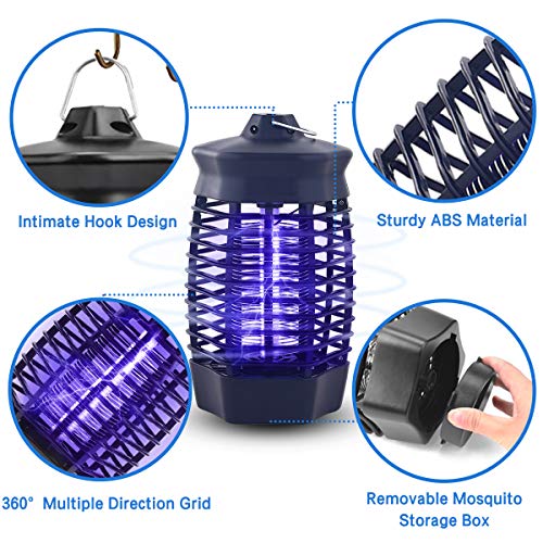 Lámpara Antimosquitos, 4W UV Mata Mosquitos Electrico Interior Atóxico, Luz Mata Moscas Electrónico Inofensivo, Aparato Antimosquitos para Insectos, Moscas, Polillas, para Dormitorio, Salón, Cocina