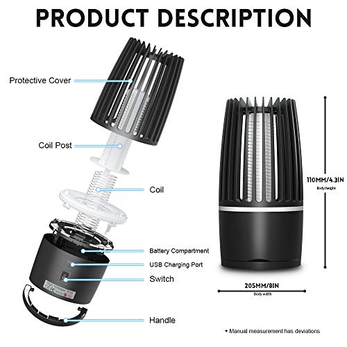 Lampara Antimosquitos, Mata Mosquitos Eléctrico USB Repelente de Mosquitos No Tóxico Trampa para Insectos Asesino de Moscas para Camping Pesca Jardín Luz de Noche para Dormitorio Salón Cocina