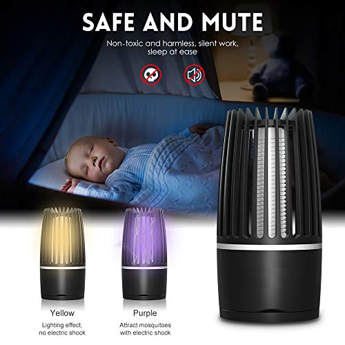 Lampara Antimosquitos, Mata Mosquitos Eléctrico USB Repelente de Mosquitos No Tóxico Trampa para Insectos Asesino de Moscas para Camping Pesca Jardín Luz de Noche para Dormitorio Salón Cocina