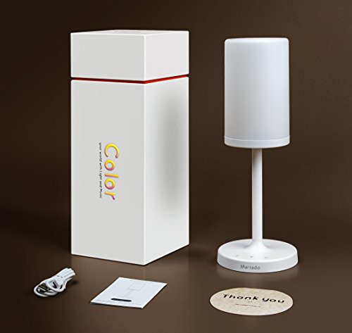 Lámpara de mesa de marca Marrado, lámpara de cabecera de sensor táctil + altavoz Bluetooth para lectura de jardín y la sala de estar del dormitorio. Luz de noche recargable portátil