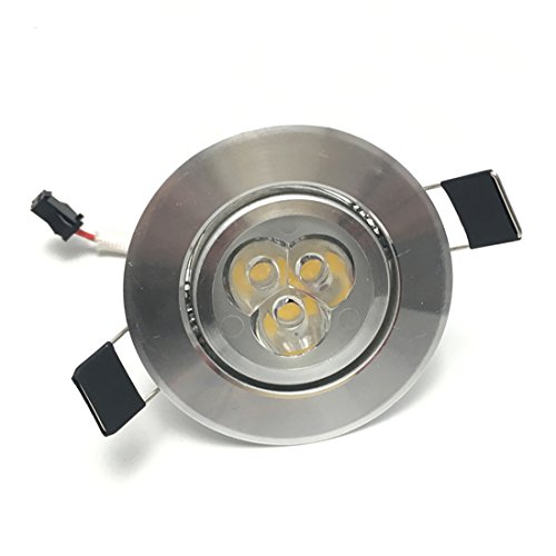 Lámpara LED downlight, de LEDIARY; redonda, empotrable, 110 - 265 V y 3 W; tamaño del agujero de corte 50, 55, 60 mm; ángulo ajustable, lámpara de techo, metal, Daylight White 3.00W