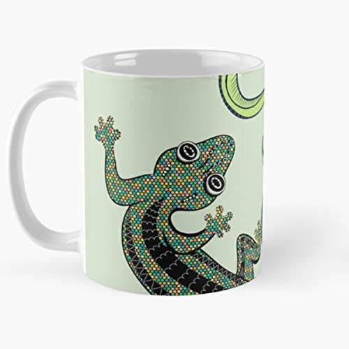 LANCHONETE Frog Lizard Reptile Lizards Salamandre Salamanders Salamander Green Best Mug Tiene 11oz de Mano Hechas de cerámica de mármol Blanco