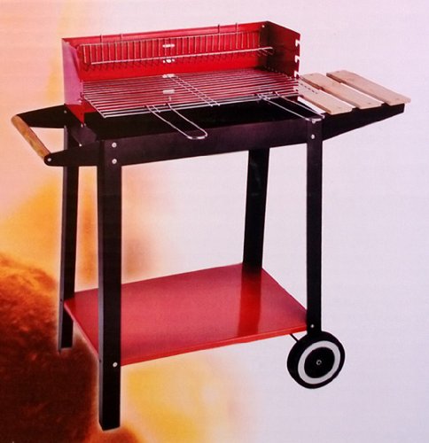 Land-Haus-Shop - Carro de barbacoa con estantes de madera, parrilla para barbacoa, 86 x 27 x 83 cm, carro de parrilla (LHS)