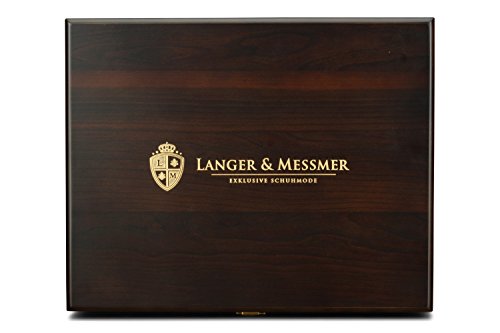 Langer & Messmer Caja de madera München con compartimientos para artículos de cuidado de zapatos, marrón