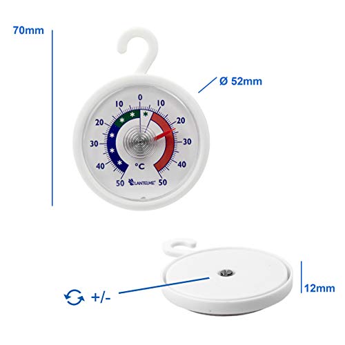 Lantelme Conjunto termómetro 5 pcs. Nevera - congelador - termómetro redondo con gancho para colgar, analógica y bimetálicas. Termómetro digital para nevera juego de fabricación alemana 4951