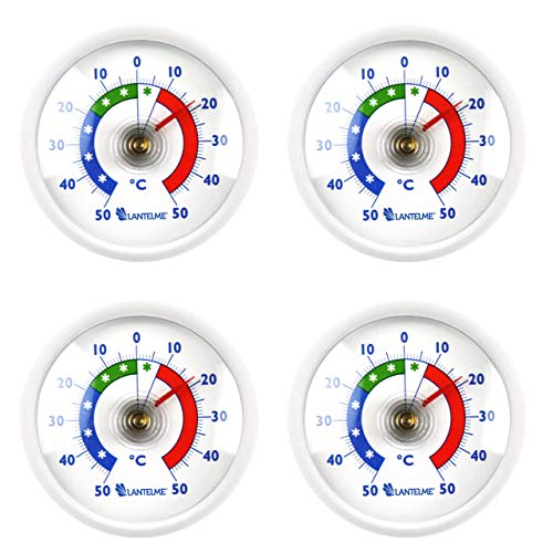 Lantelme Termómetro de refrigerador 4 pcs. set Termómetro adhesivo de refrigerador analógico blanco redondo 7015