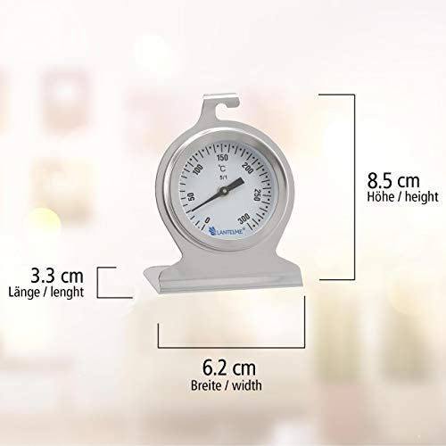 Lantelme termómetros Respaldo de Acero Inoxidable Horno termómetros bimetálicos. Temperatura termómetro analógica hasta 300 °C 3245