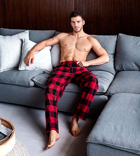 LAPASA PerfectSleep - Pijama de 100% Algodón Franela con Estampado Escocés para Hombre M39