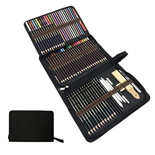 Lápices de Colores,lapiz de madera,Materiales para Dibujo Artistico,Kit de Dibujar y Pintura para Niños-Set de 75 lápices de Colores Mejores lápices para Colorear para Artistas,Estudiantes y Adultos