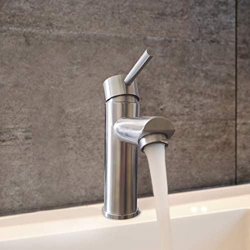 Lardecor - Grifo de Lavabo de Acero inoxidable - Monomando para Agua Fría y Caliente