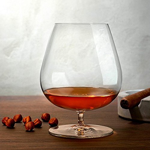 Large CRYSTAL Cognac Glasses - Hi Quality Cognac Balloon Glass Set of 2 - Perfect for Brandy, Whisky, Baileys