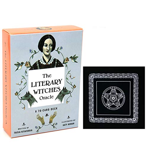 Las Brujas literarias Oracle: una baraja de 70 Cartas con Negro Felpa Altar manteles, Pentagram Retro Tarot Tela y Feminista Orientación Práctica adivinación