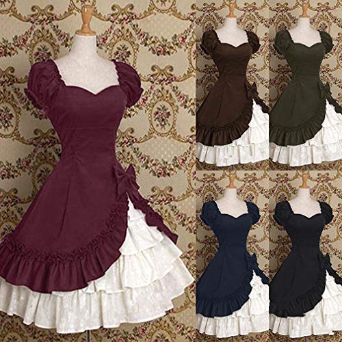 Las Mujeres con Volantes Vestido de Princesa Vestido de Corte Gothic Lolita de Manga Corta Noche Vestido de cóctel Cosplay