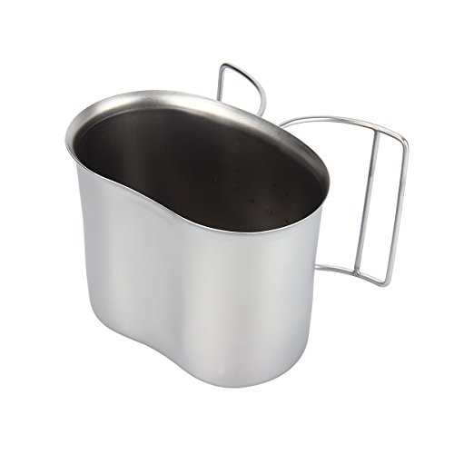 Latinaric 1 cuarto de galón portátil de la botella de agua de acero inoxidable cantina militar con 0.5QT Copa Bolsa Verde deporte al aire libre que acampa yendo de viaje