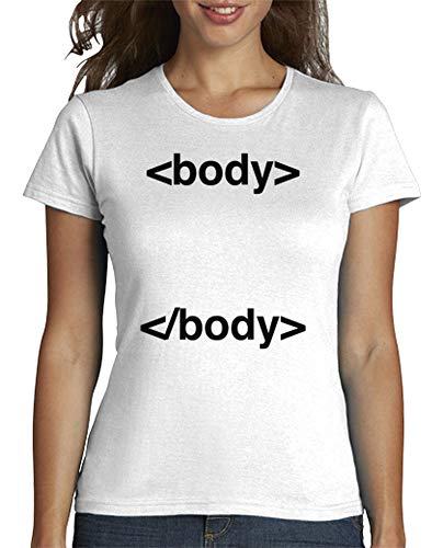 latostadora - Camiseta Body HTML para Mujer Blanco XXL