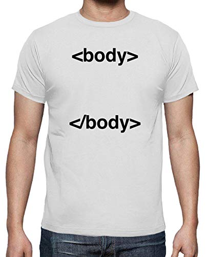 latostadora - Camiseta Body HTML Tag para Hombre Blanco M