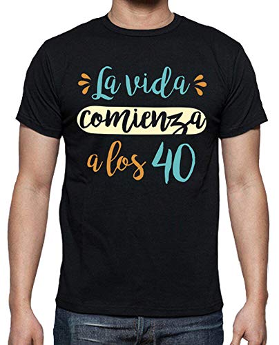 latostadora - Camiseta la Vida Comienza para Hombre Negro L