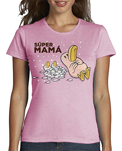 latostadora - Camiseta Pollo Super para Mujer Rosa L