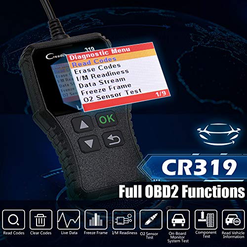 LAUNCH CR319 Code Reader OBD2 para Diagnosis Vehículos Motor Gasolina con Puerto OBD de 16 Pines y Test de Emisiones ITV (Versión Superior a CR3001)