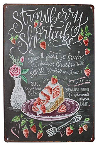 Laurbri Strawberry ShortcakeKitchen - Cartel de chapa de metal con placa de advertencia de planchado para dormitorio, escuela, pared de aluminio, decoración de bar, cafetería