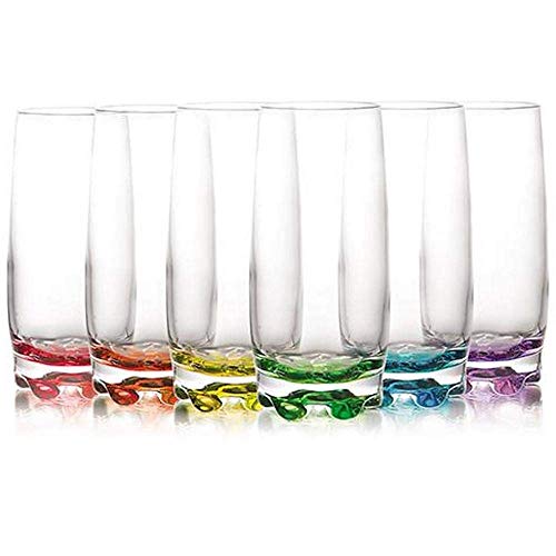 Lav Coloure Highball - Juego de 6 vasos de cristal multicolor contemporáneos, 390 cc, para agua, zumos, cóctel, etc