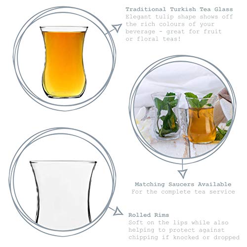 LAV Klasik de vidrio tazas de té para el café, bebidas calientes - estilo antiguo - 115 ml - Claro - Pack de 6