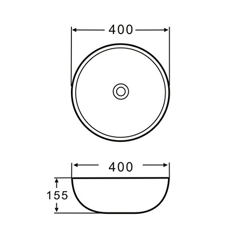 Lavabo redondo de cerámica Highline blanco mate, 40 cm