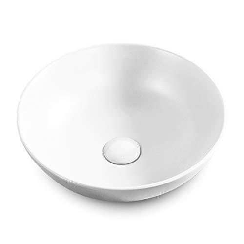 Lavabo redondo de cerámica Highline blanco mate, 40 cm