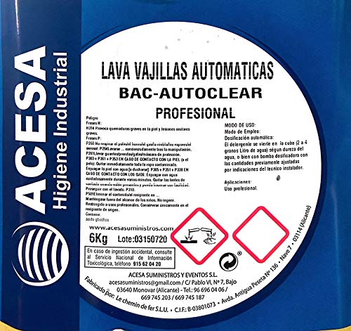 Lavavajillas Manual Concentrado para uso Profesional y Doméstico. Alto poder desengrasante. NO deja residuos y Facilita el Aclarado en aguas de extrema dureza ACESA Formato industrial 5 litros.