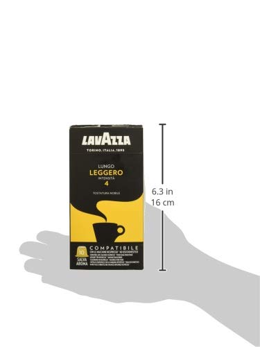 Lavazza Cápsulas de Café Compatibles con Nespresso, Lungo Leggero, 100% Arábica, Paquete de 10 Cápsulas