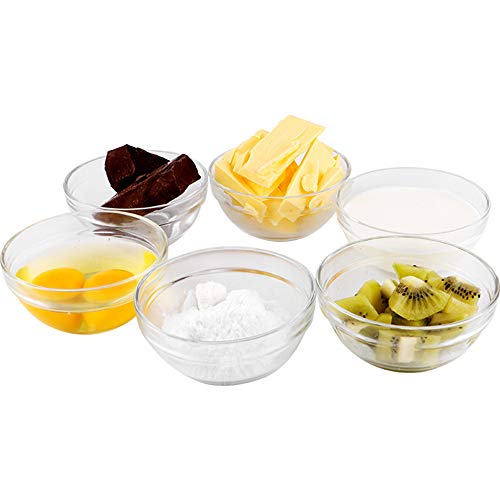 Lawei Juego de 12 cuencos de cristal – 3,5 pulgadas Mini cuencos de servir, ensaladera de vidrio para cocina preparación, postre, inmersiones, dulces