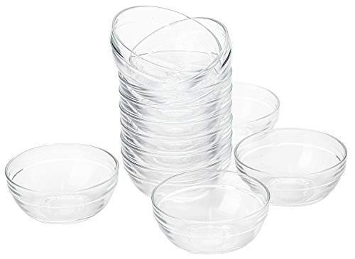 Lawei Juego de 12 cuencos de cristal – 3,5 pulgadas Mini cuencos de servir, ensaladera de vidrio para cocina preparación, postre, inmersiones, dulces