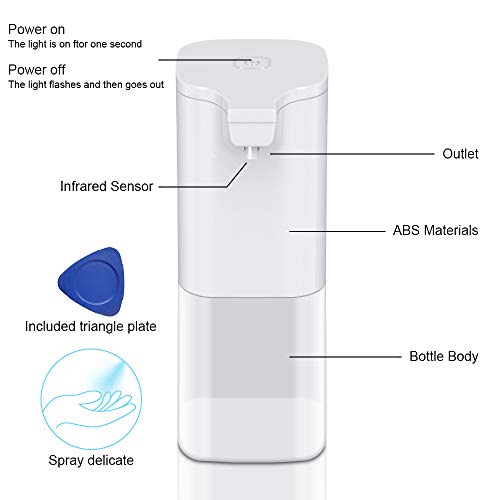 laxikoo Dispensador Automático de Alcoholsin, Dispensador Automático de Alcohol con Sensor, Rociador de líquido sin Contacto para el hogar 350ml, para el hogar, la Oficina, el Hotel, el Hospital