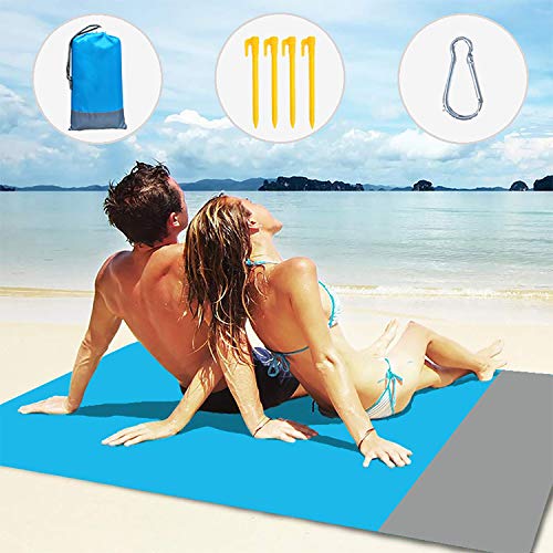 Layack Alfombras de Playa 210x200CM, Manta de Picnic Impermeable Portátil y Ligero Alfombra para Picnic para Jardín Parque Piscina Acampada Viaje al Aire Libre, Azul