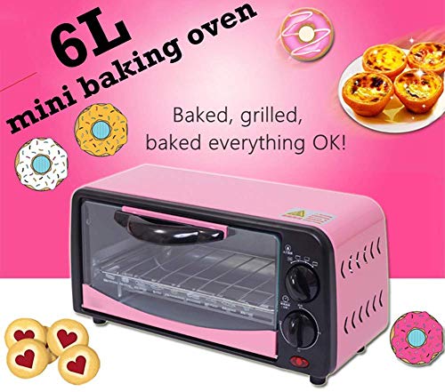 L.BAN Horno eléctrico para Hornear de 6L, tostadora, máquina de panadería para Pizza, Mini Horno multifunción 650W con Temporizador de 15 Minutos para Hornear