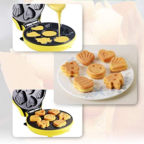 LBF Waflera Eléctrica Wafflera - Inicio Galleta Que Hace la máquina Hace 6 Bandeja de Horno Forma de Dibujos Animados Waffles waflera Antiadherente (Color : 220-240v)