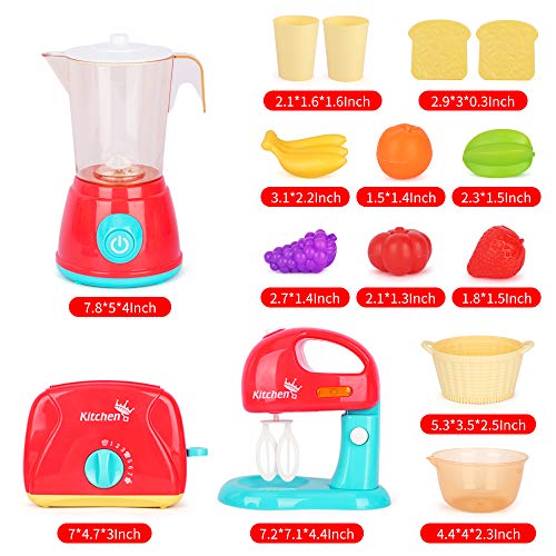 LBLA Juguetes de Electrodomésticos de Cocina, Juego de Roles de Cocina, Juguetes de Cocina Accesorios para Niños electrodoméstico con Licuadora Tostadora,Frutas