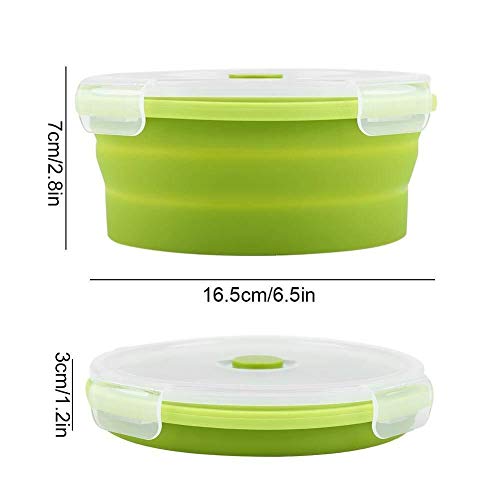 Lcjtaifu Recipiente De Comida Plegar De Microondas Plegar Portátil De Silicona Bento Box 800ml Caja De Almuerzo Plegar (Verde Claro)