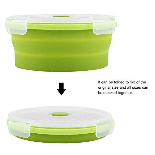 Lcjtaifu Recipiente De Comida Plegar De Microondas Plegar Portátil De Silicona Bento Box 800ml Caja De Almuerzo Plegar (Verde Claro)