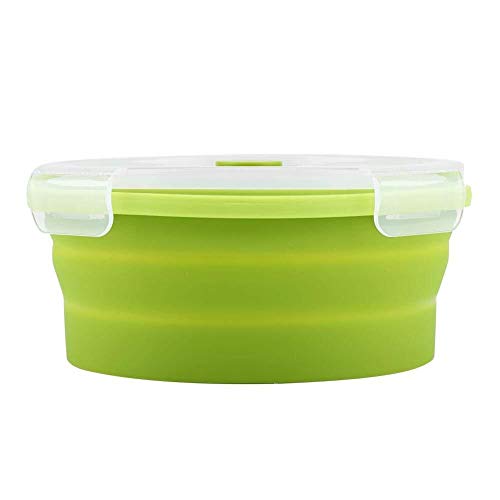 Lcjtaifu Recipiente De Comida Plegar De Microondas Plegar Portátil De Silicona Bento Box 800ml Caja De Almuerzo Plegar (Verde Claro)