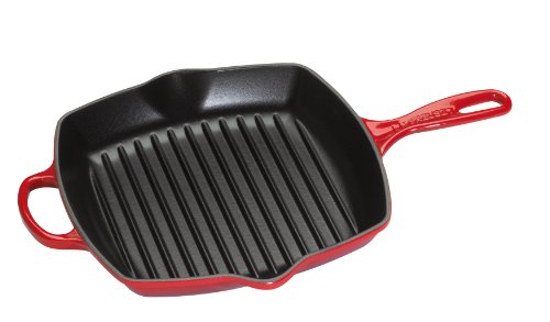 LE CREUSET 20183200600422 - Sartén Parrilla Cuadrada (Hierro Fundido esmaltado, 20 cm), Color Rojo