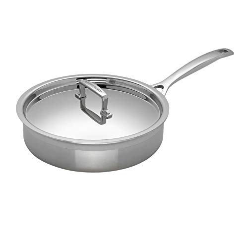 Le Creuset 3-Ply Sartén Sauté con tapa, Ø 24 cm, acero inoxidable, para todo tipo de fuentes de calor (incl. inducción) y horno, metálico