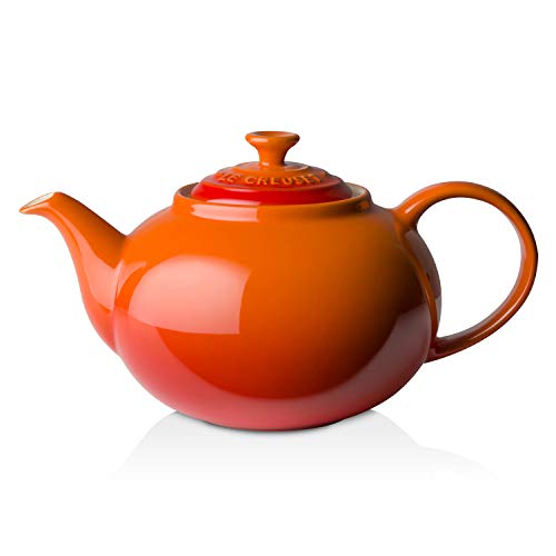 Le Creuset 70702130900000 Tetera clásica, Redonda, 1,3 L, Cerámica de gres, Naranja(Volcánico)