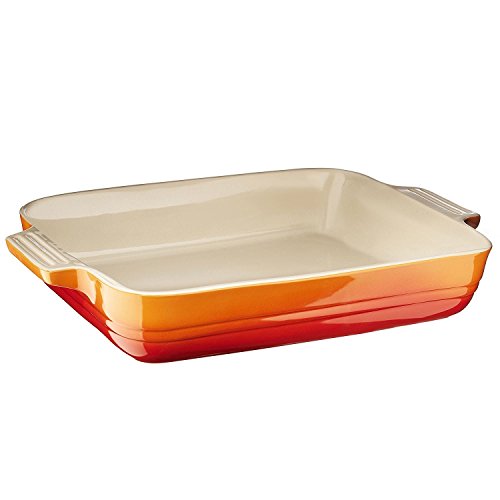 LE CREUSET Bandeja Rectangular, para 6 porciones, Cerámica de gres, Naranja (Volcánico), 32 cm