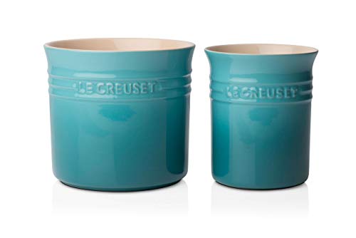 Le Creuset Bote para espátulas, 1.1 L, Cerámica de gres, Azul Caribe