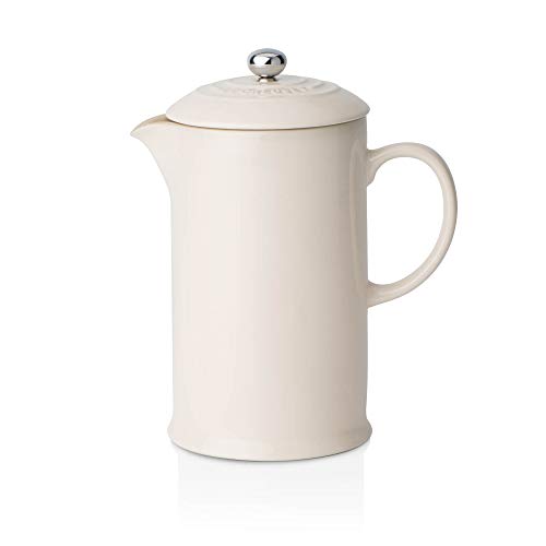 Le Creuset Cafetera Francesa con Prensa de Acero Inoxidable, Cerámica de gres, Crema, 800 ml