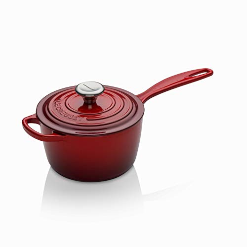 Le Creuset Cazo Evolution de hierro fundido con mango resistente al calor, Redondo, Ø16 cm, 1.2 L, Todas las fuentes de calor, incluso inducción, Cereza